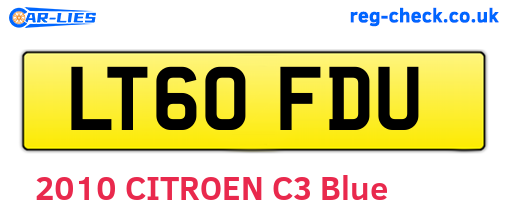 LT60FDU are the vehicle registration plates.