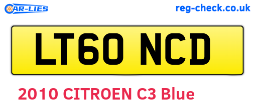 LT60NCD are the vehicle registration plates.