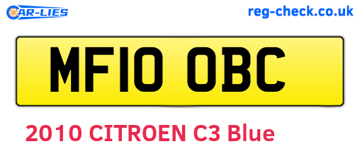 MF10OBC are the vehicle registration plates.