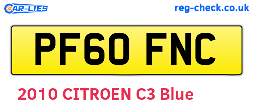 PF60FNC are the vehicle registration plates.