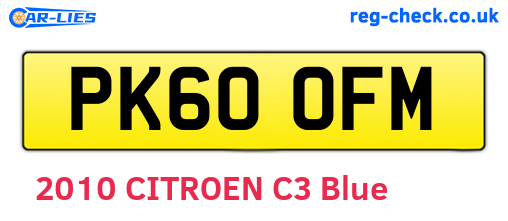 PK60OFM are the vehicle registration plates.