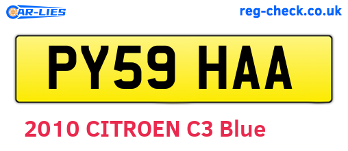 PY59HAA are the vehicle registration plates.