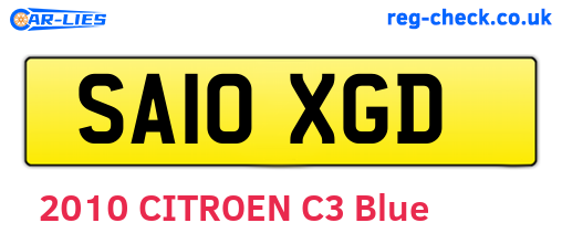 SA10XGD are the vehicle registration plates.