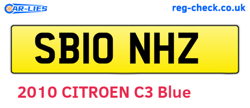 SB10NHZ are the vehicle registration plates.