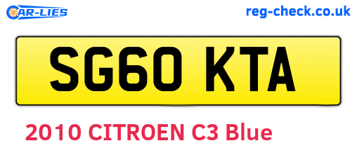 SG60KTA are the vehicle registration plates.