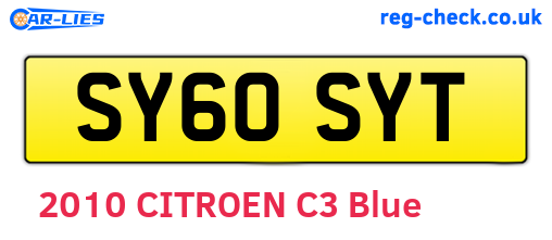 SY60SYT are the vehicle registration plates.