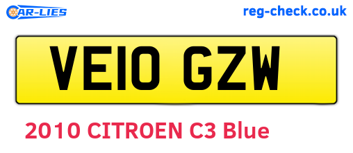 VE10GZW are the vehicle registration plates.