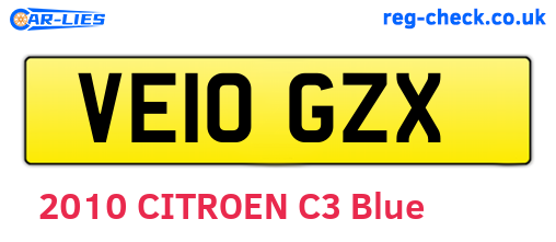 VE10GZX are the vehicle registration plates.