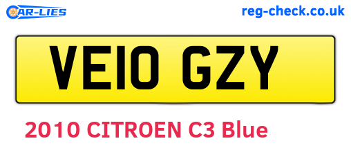 VE10GZY are the vehicle registration plates.
