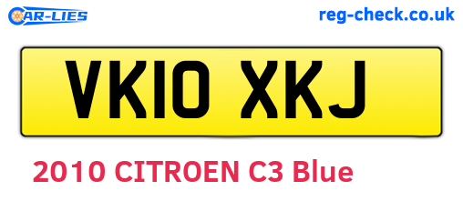 VK10XKJ are the vehicle registration plates.