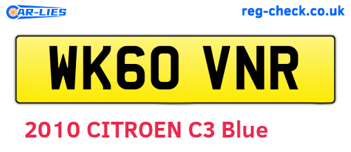 WK60VNR are the vehicle registration plates.
