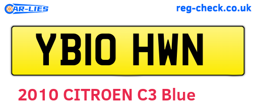YB10HWN are the vehicle registration plates.