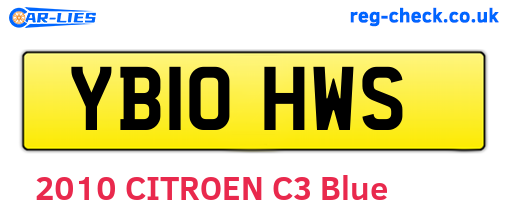 YB10HWS are the vehicle registration plates.