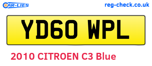 YD60WPL are the vehicle registration plates.