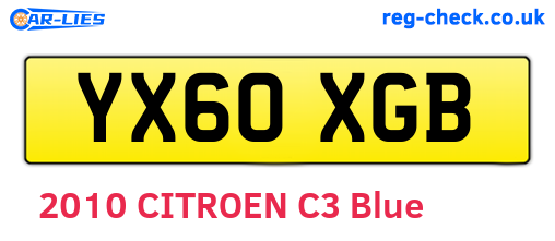 YX60XGB are the vehicle registration plates.