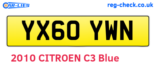 YX60YWN are the vehicle registration plates.