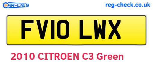 FV10LWX are the vehicle registration plates.