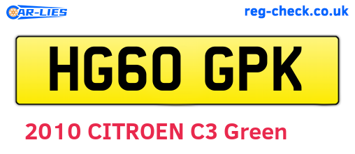 HG60GPK are the vehicle registration plates.