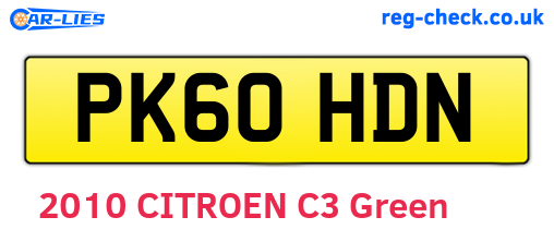 PK60HDN are the vehicle registration plates.