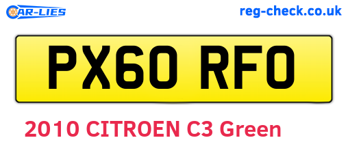 PX60RFO are the vehicle registration plates.