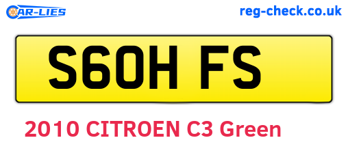S60HFS are the vehicle registration plates.