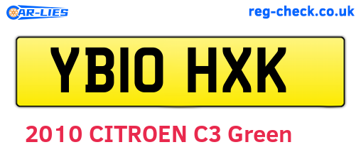 YB10HXK are the vehicle registration plates.