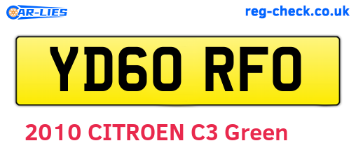 YD60RFO are the vehicle registration plates.