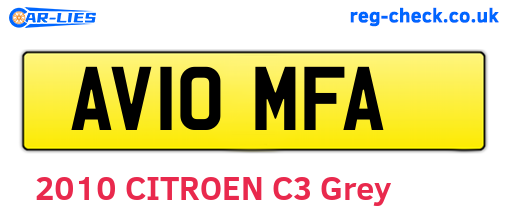 AV10MFA are the vehicle registration plates.