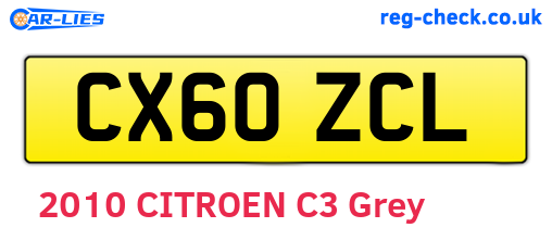 CX60ZCL are the vehicle registration plates.