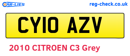 CY10AZV are the vehicle registration plates.