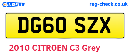 DG60SZX are the vehicle registration plates.