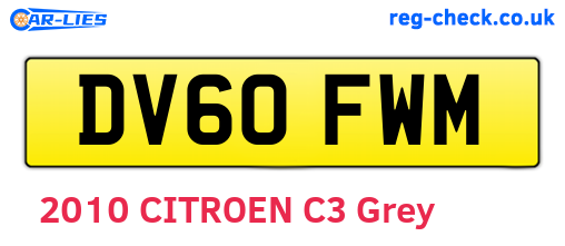 DV60FWM are the vehicle registration plates.