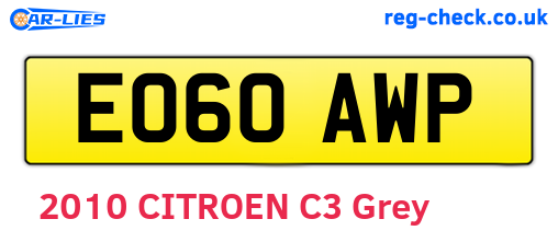 EO60AWP are the vehicle registration plates.