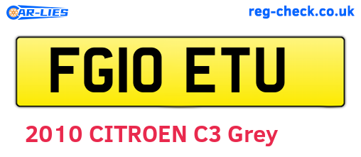 FG10ETU are the vehicle registration plates.