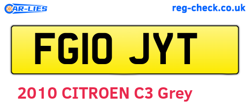 FG10JYT are the vehicle registration plates.