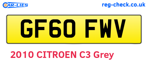 GF60FWV are the vehicle registration plates.