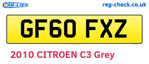 GF60FXZ are the vehicle registration plates.