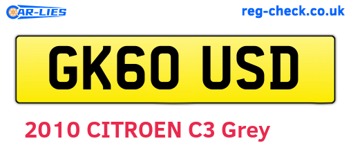 GK60USD are the vehicle registration plates.