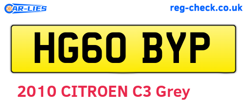 HG60BYP are the vehicle registration plates.