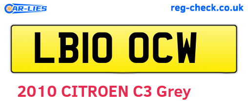 LB10OCW are the vehicle registration plates.