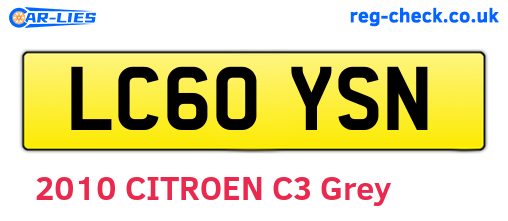 LC60YSN are the vehicle registration plates.