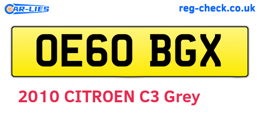OE60BGX are the vehicle registration plates.