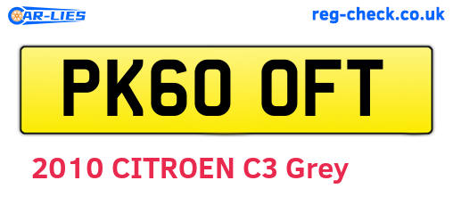 PK60OFT are the vehicle registration plates.