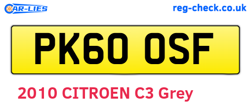 PK60OSF are the vehicle registration plates.