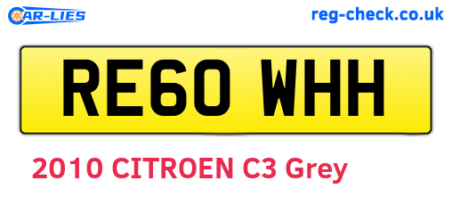 RE60WHH are the vehicle registration plates.