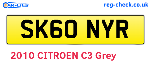 SK60NYR are the vehicle registration plates.