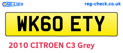 WK60ETY are the vehicle registration plates.