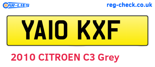 YA10KXF are the vehicle registration plates.
