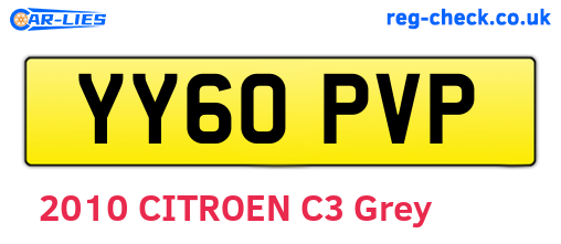 YY60PVP are the vehicle registration plates.