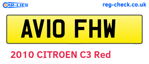 AV10FHW are the vehicle registration plates.